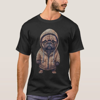 愛らしいパグの子犬のグラフィック 犬好きのための Tシャツ