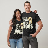 愛らしいパグの犬のブラウン 371 人生は犬といるともっと楽しい Tシャツ (ユニセックス)