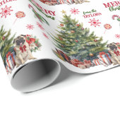 愛らしいパグドグレッドボウホリデーツリー ラッピングペーパー (ロールコーナー)