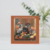 愛らしいパグフラットサンクスギビングカード シーズンカード (スタンド正面)