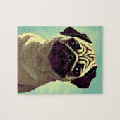 愛らしいパグマンガリンクル顔ポートレート ジグソーパズル (横)