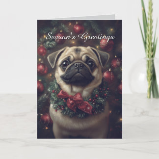 愛らしいパグ犬のクリスマスカード カード