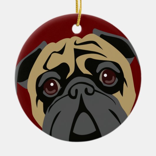 愛らしいパグ セラミックオーナメント (正面)