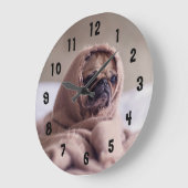 愛らしいパグ ラージ壁時計 (傾斜)