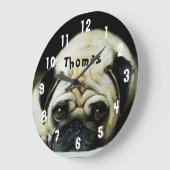 愛らしいパグ ラージ壁時計 (傾斜)
