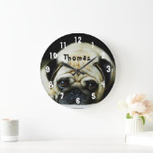 愛らしいパグ ラージ壁時計 (ホーム)