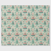 愛らしいパステルカラーのプレティーンクリスマスツリー ラッピングペーパー (フラット)