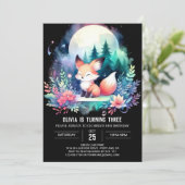 愛らしいパステルキツネ誕生日デジタル 招待状 (スタンド正面)