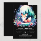 愛らしいパステルキツネ誕生日デジタル 招待状 (正面/裏面)