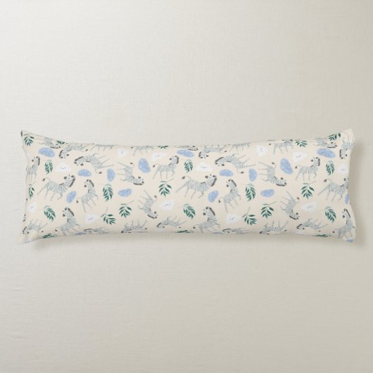 愛らしいパステルサファリゼブラパターン子供部屋ピンク ボディピロー (正面)