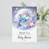 愛らしいパステルドルフィンベビーシャワー サンキューカード (スタンド正面)