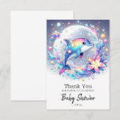 愛らしいパステルドルフィンベビーシャワー サンキューカード (正面/裏面)