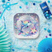 愛らしいパステルドルフィンベビーシャワー ペーパープレート (パーティー)