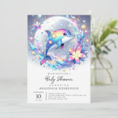 愛らしいパステルドルフィンベビーシャワー 招待状 (スタンド正面)