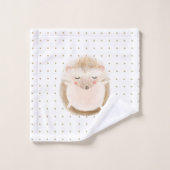 愛らしいパステルパターンヘッジホッグホワイトブラウン バスタオルセット (ウォッシュタオル)