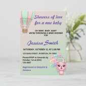 愛らしいパステルピンクとミントグリーンのベイビーシャワー 招待状 (スタンド正面)