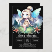 愛らしいパステルフェアリー誕生日 招待状 (正面/裏面)