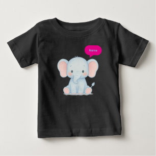 愛らしいパステルベビーエレファントイラストレーション ベビーTシャツ
