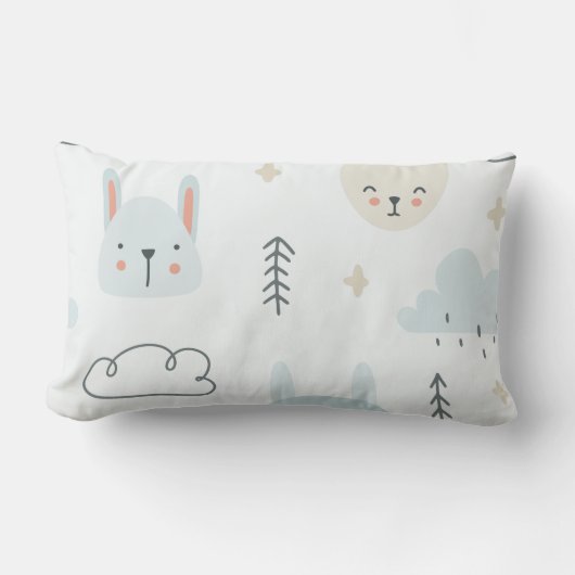 愛らしいパステル人形のパターンキッズ ランバークッション (正面)