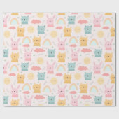 愛らしいパステル動物のパターン ラッピングペーパー (フラット)