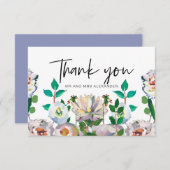 愛らしいパステル水彩の花 サンキューカード (正面/裏面)