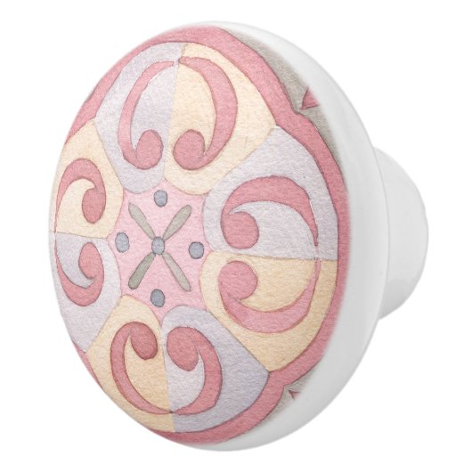 愛らしいパステル色ピンク色彩の鮮やかの水色 セラミックノブ (右)