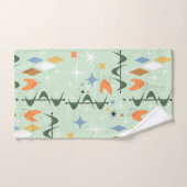 愛らしいパターン幾何学的スターバスト鮮やかな緑 バスタオルセット (ハンドタオル)