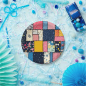 愛らしいパッチワークデザイン、パターよくはしゃぐン ペーパープレート (パーティー)