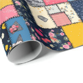 愛らしいパッチワークデザイン、パターよくはしゃぐン ラッピングペーパー (ロールコーナー)