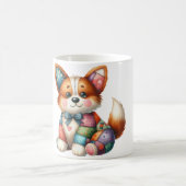 *愛らしいパッチワーク・ドッグ#5デジタル・アート コーヒーマグカップ (中央)