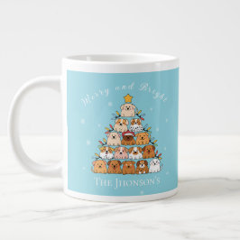 愛らしいパピーたちのクリスマスツリー わんこ好きのための名入れギフト ジャンボコーヒーマグカップ