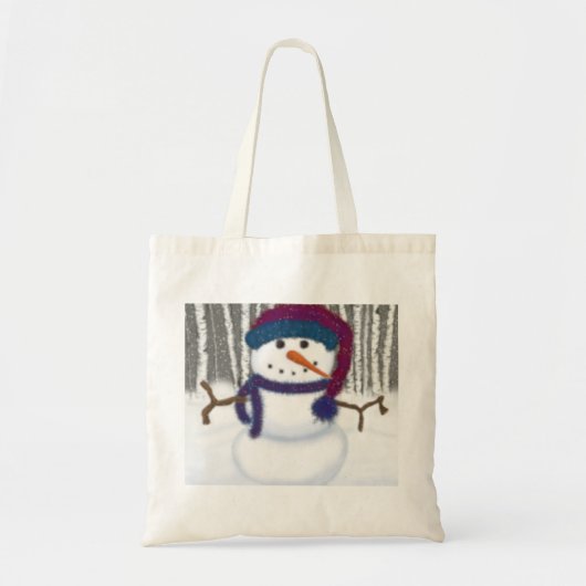 愛らしいパフィーの雪だるま トートバッグ (正面)