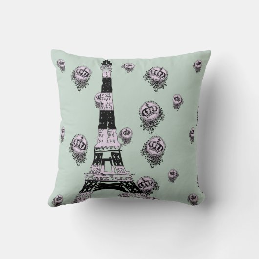 愛らしいパリス柄の枕とエッフェルタワー クッション (裏面)