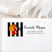 愛らしいパロットブラックストライプ住所 シール (インサイチュ)