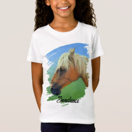 愛らしいパロミノの馬 -ペットの名前入りカスタマイズ Tシャツ