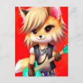 愛らしいパンクロックキツネ ポストカード (正面)