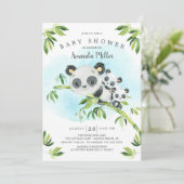 愛らしいパンダが双子の赤ちゃんシャワーを付ける 招待状 (スタンド正面)