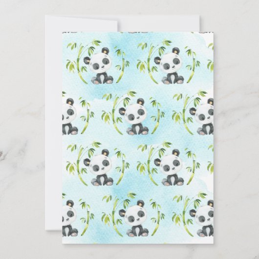 愛らしいパンダが双子の赤ちゃんシャワーを付ける 招待状 (裏面)