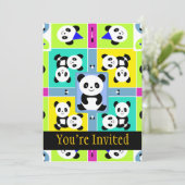 愛らしいパンダが明るい色を帯びる 招待状 (スタンド正面)