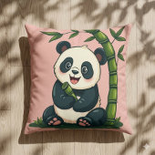 愛らしいパンダが竹を抱く かわいいアニメアート クッション