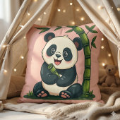 愛らしいパンダが竹を抱く かわいいアニメアート クッション