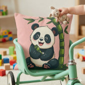 愛らしいパンダが竹を抱く かわいいアニメアート クッション
