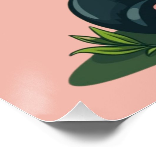 愛らしいパンダが竹を抱く かわいいアニメアート ポスター (コーナー)