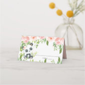 愛らしいパンダピンクフローラ緑の赤ちゃんシャワー プレイスカード (裏面)