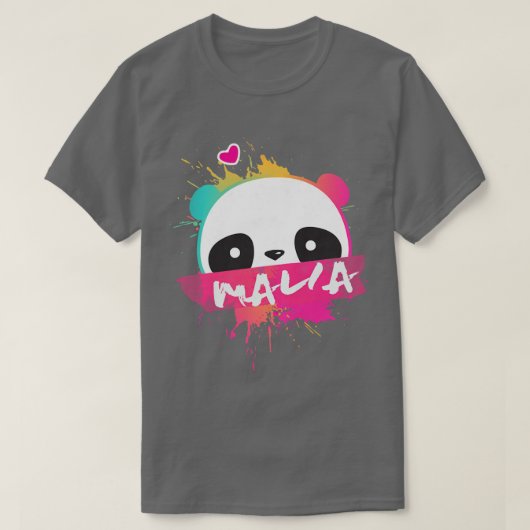 愛らしいパンダプレミとMALIABeautiful girl name Tシャツ (デザイン正面)