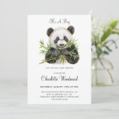 愛らしいパンダベアの男の子ベビーシャワー 招待状 (スタンド正面)