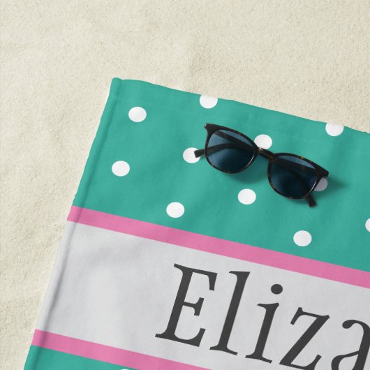 愛らしいパンダベアティール(緑がかった色)ネームキッズアニマル ビーチタオル (インサイチュ)