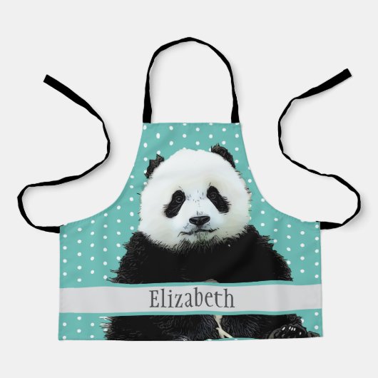 愛らしいパンダベアティール(緑がかった色)名子供の動物エプロン エプロン (正面)