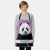 愛らしいパンダベアティール(緑がかった色)名子供の動物 エプロン (着用した状態)