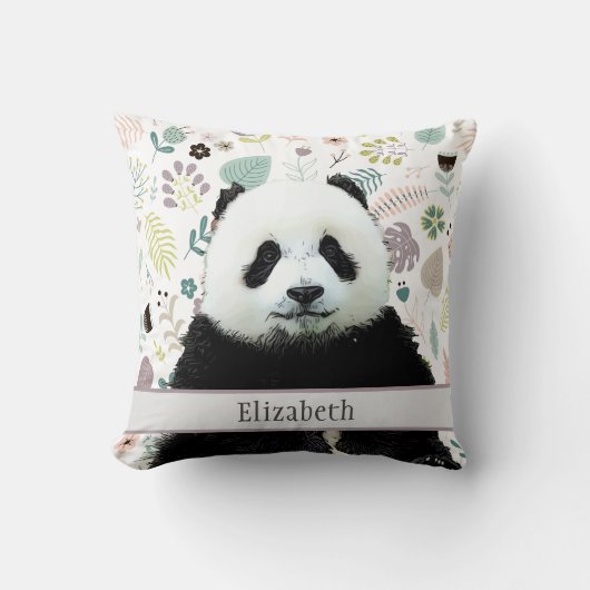 愛らしいパンダベアティール(緑がかった色)名子供の動物 クッション (正面)